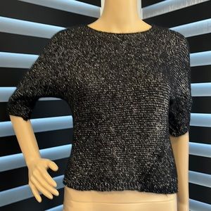Mid sleeve black and silver sparkle sweater Jennifer Lopez size small S crop top